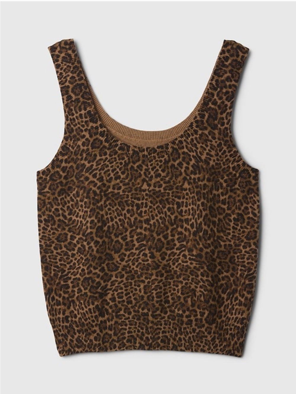 GAP Leopard-Print Knit crop Tank Top - Brown/Black